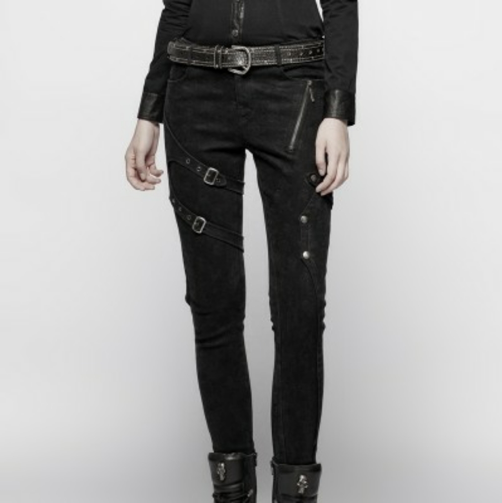 Punk Rave black denim goth pants